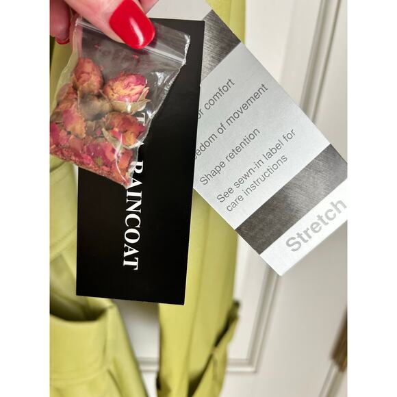 NWT Samual Dong Light Green Bubble Skirt Tie Belt Trench Coat Dress Size Large - Picture 5 of 8